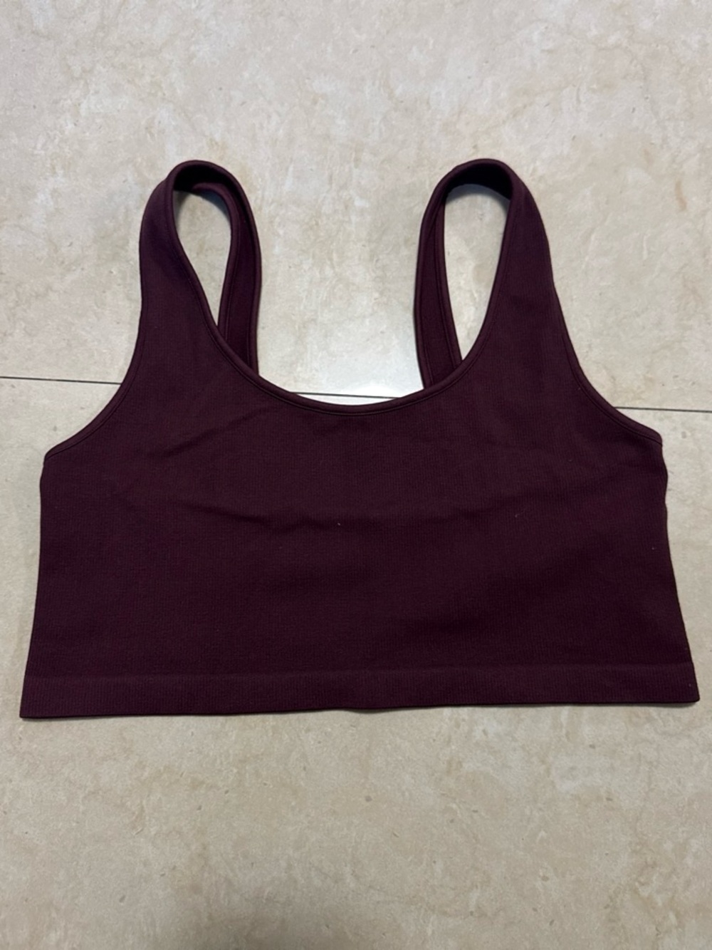 American Eagle Outfitters Ribbed Scoop Bralette - Burgundy